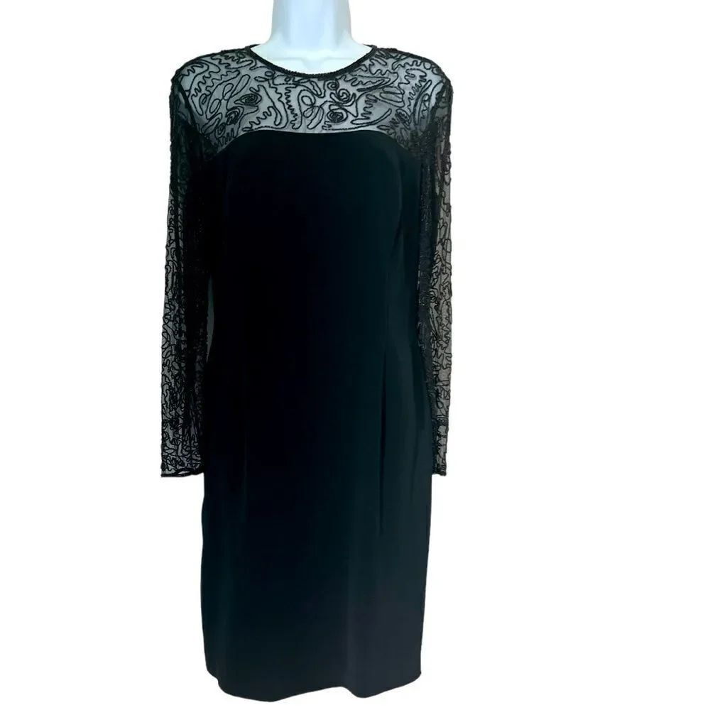 Niteline  by Della Roufogali Black Evening Beaded Cocktail dress sz 10P